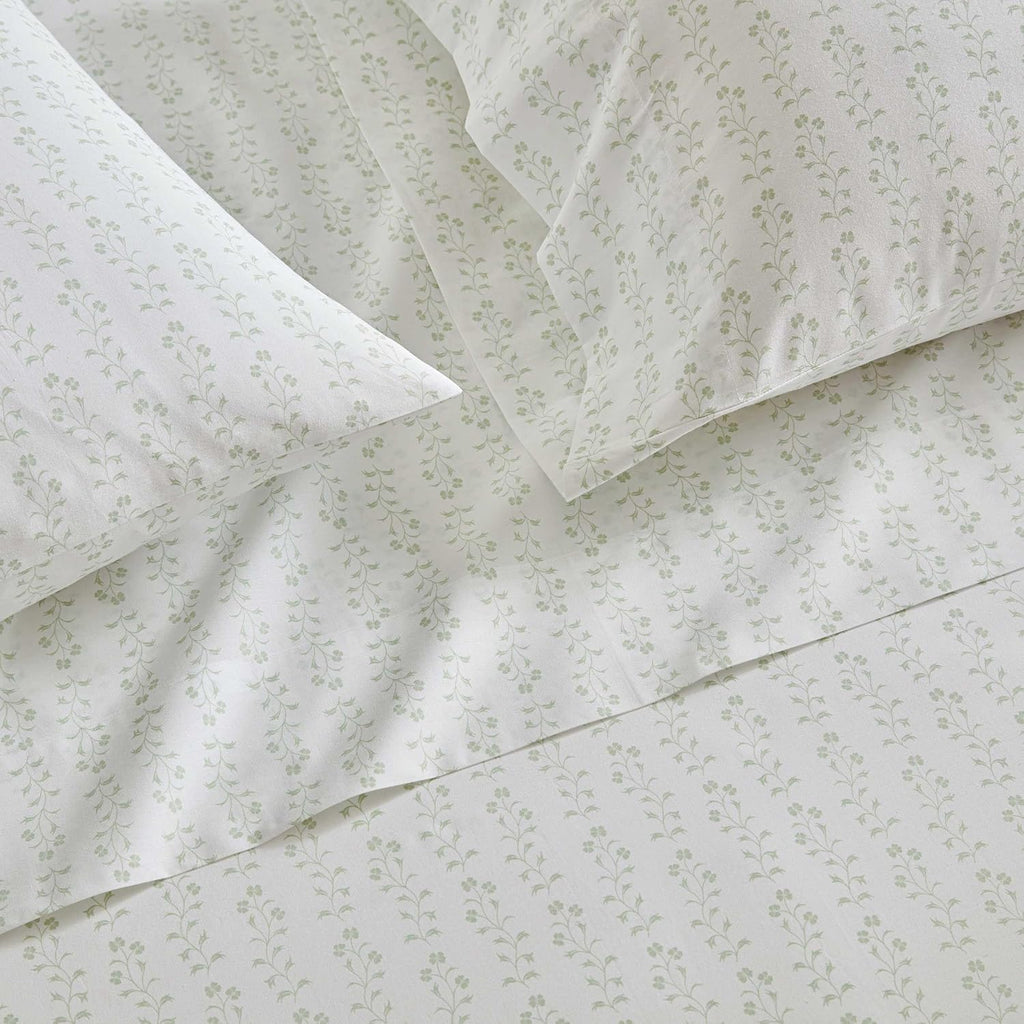 MarthaStewart Martha Stewart - Twin Size Sheets Set, Crisp & Tailored Cooling Sheets w/a Naturally Smooth Cotton Percale Lightweight Feel -…