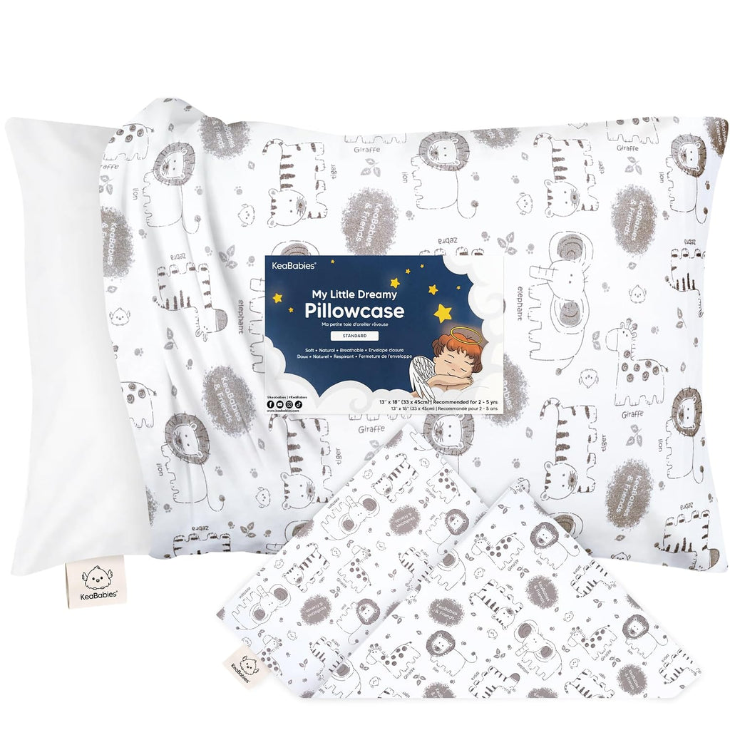 KeaBabies Toddler Pillowcase 13"x18" - Organic Cotton Toddler Pillowcase for Kids, Boys, Girls, Soft & Durable Cotton Cover for Miniature…