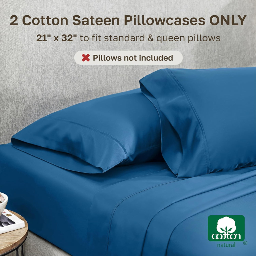 CaliforniaDesignDen California Design Den Standard/Queen Pillow Cases Set of 2-400 Thread Count Sateen, Natural 100% Cotton Pillowcases Sta…