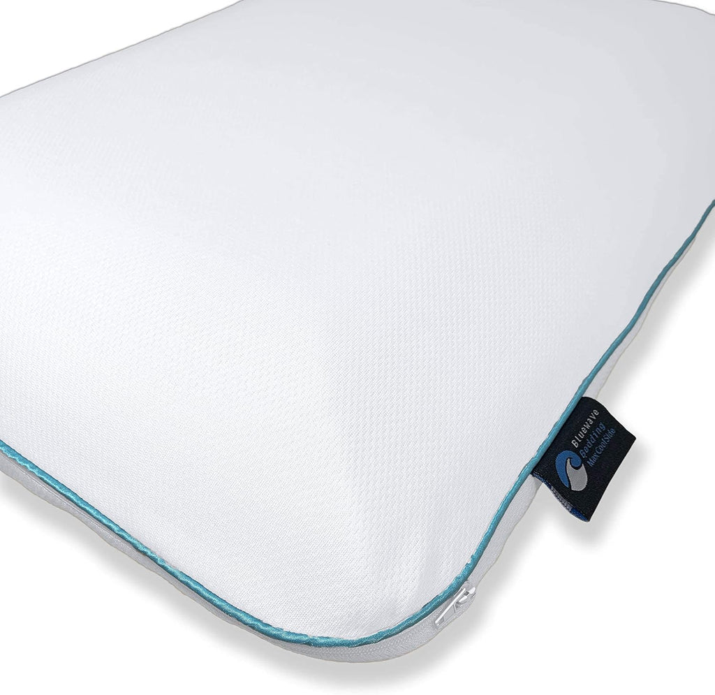 BluewaveBedding Bluewave Bedding Super Max Cool CarbonBlue Gel Memory Foam Pillow for Stomach and Back Sleepers - Thin, Flat Design wi…