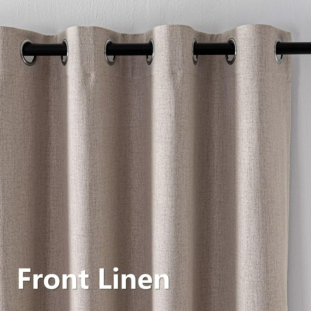 IGEMAEVE Blackout Curtains Customsize for Bedroom,100% Black Out Curtains 1 Panel Thermal Insulated Room Darkening Drapes Beige Grommet…