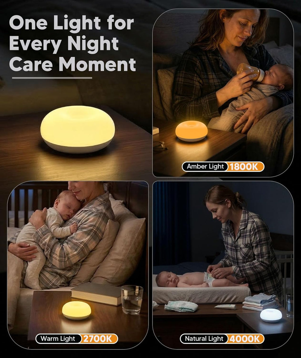 Bakzon Baby Night Light, 1800K Amber No Blue Light for Breastfeeding & Diaper Changes, Dimmable Silicone Egg Lamp with Flip Control…
