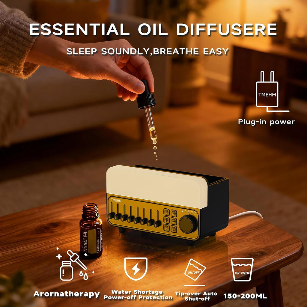 TMEHM 4-in-1 Sleep Sound Machine with White Noise & 8 Nature Sounds, Bluetooth Speaker, Night Light & Aroma Diffuser with Timer for Baby…