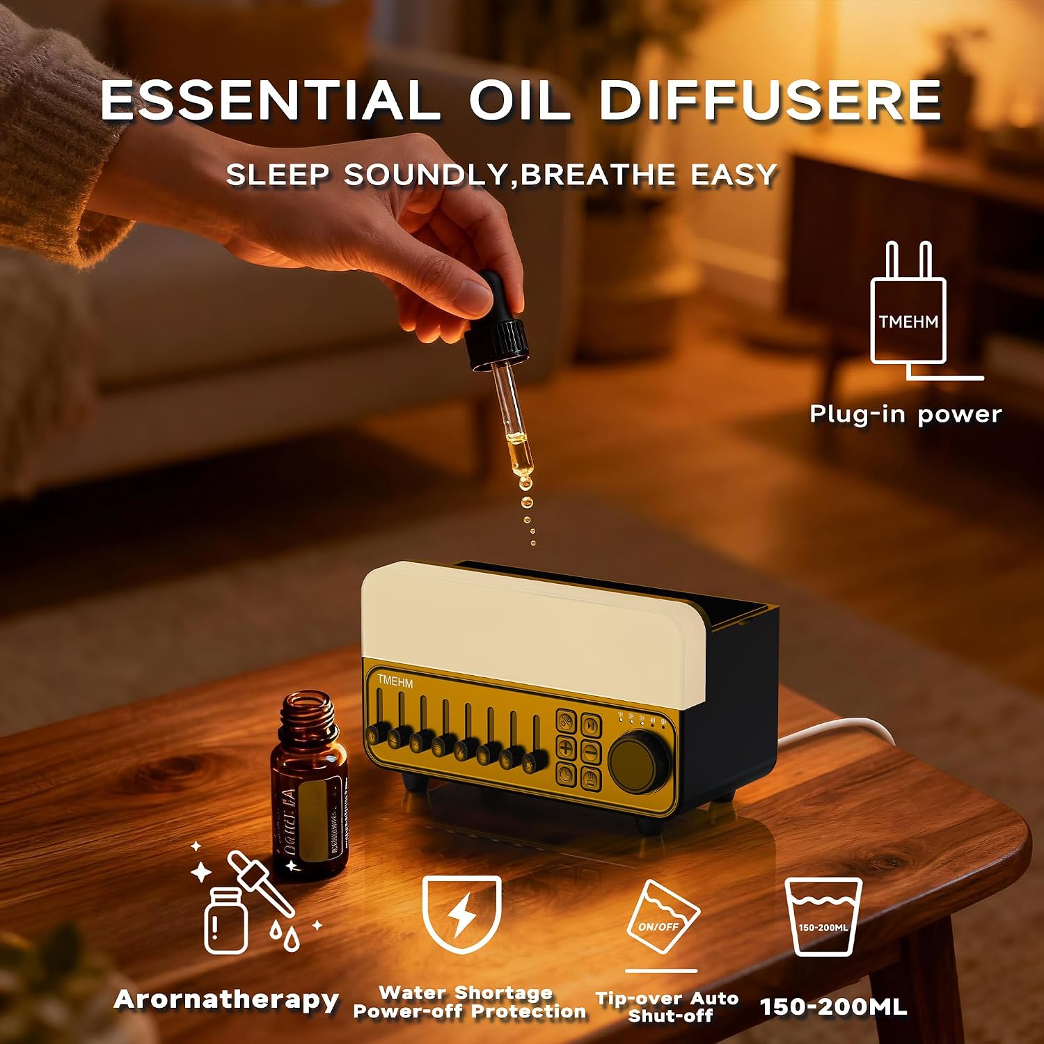 TMEHM 4-in-1 Sleep Sound Machine with White Noise & 8 Nature Sounds, Bluetooth Speaker, Night Light & Aroma Diffuser with Timer for Baby…