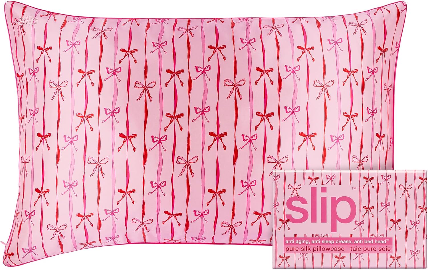 slip Queen Silk Pillowcase – Strawberry Cupcake Limited Edition with Piping – Anti-Frizz, Anti-Crease, Anti-BedHead – 100% Pure Mulberry…