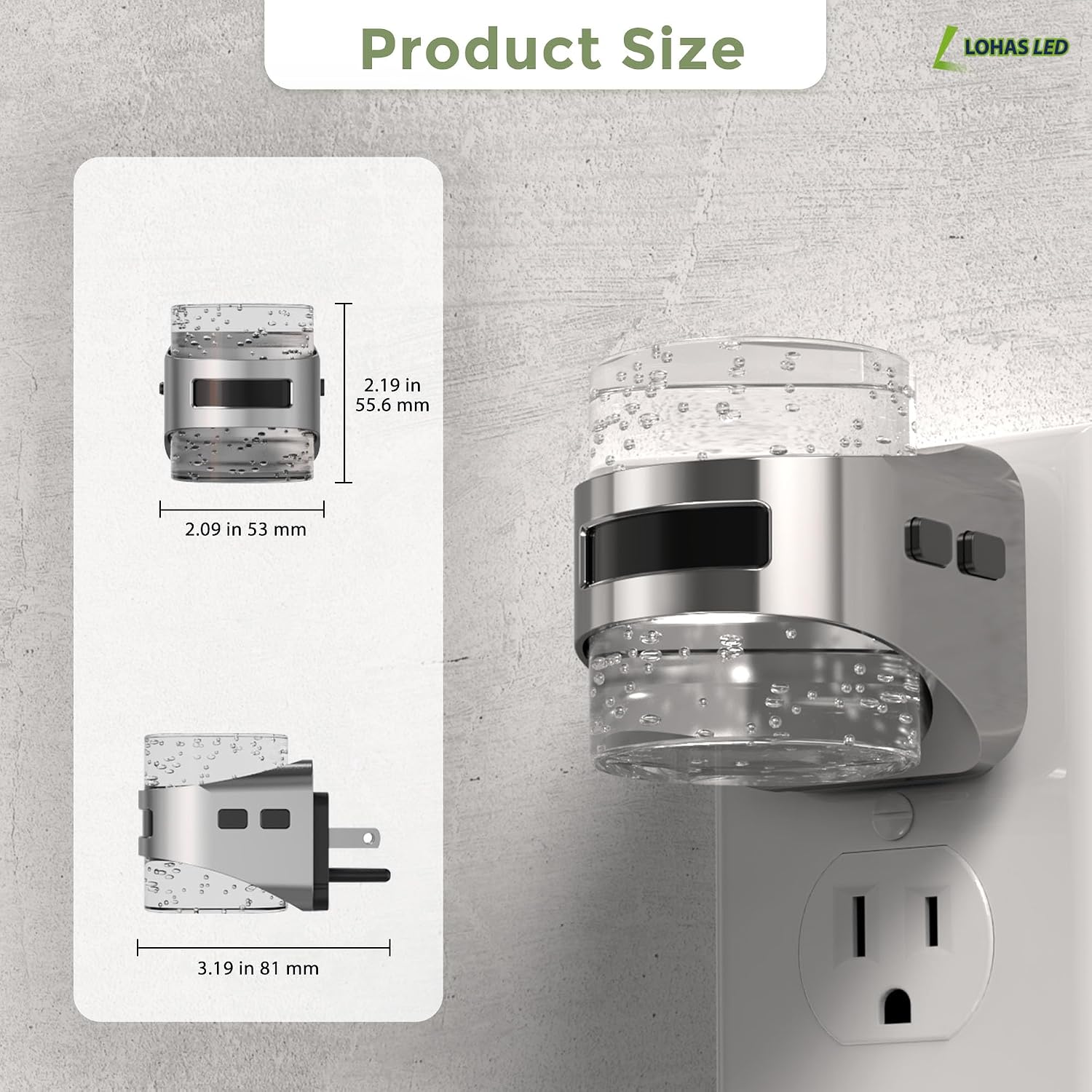 Llohasled L LOHAS LED Motion Sensor Night Light, 2 Pack 5CCT Color Temperature Change Night-Light, Bubble Night Lights Plug into Wall, Dimmab…