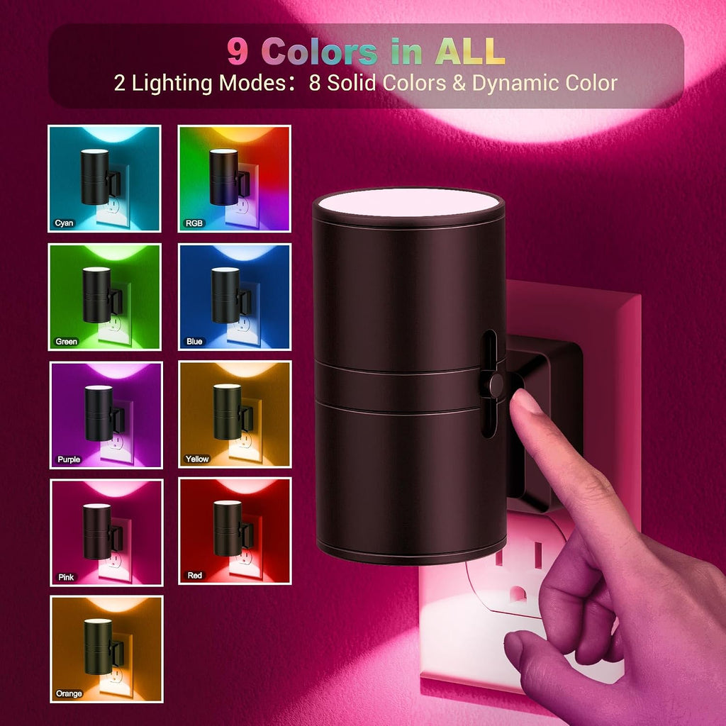JandCase Color Night Light, LED Night Lights Plug into Wall, Color Changing Nightlight RGB with Light Sensor, Kids Gifts, Halloween…