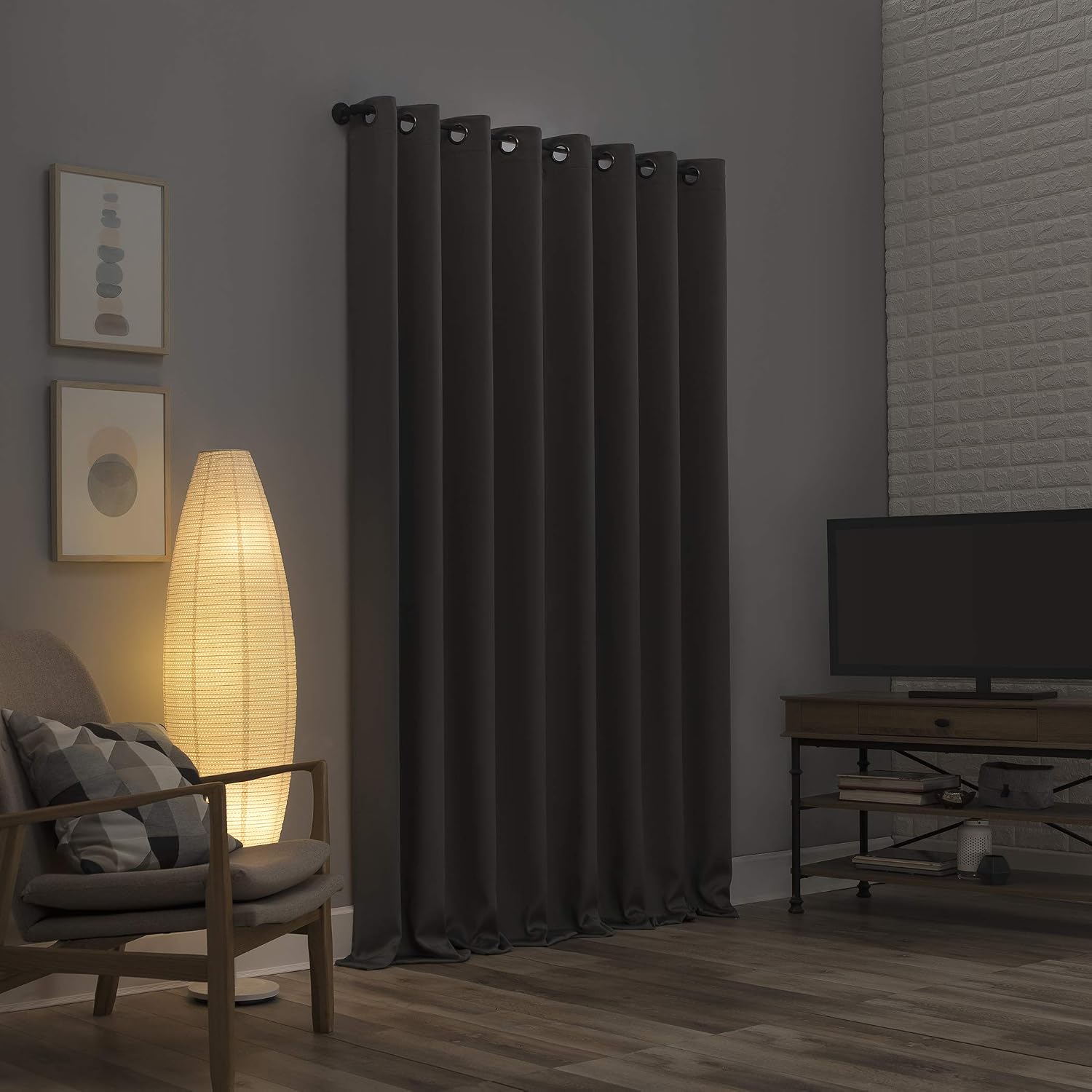 Sun Zero Nordic 2-pack Theater Grade Extreme 100% Blackout Grommet Curtain Panel Pair, 52" x 108", Gray