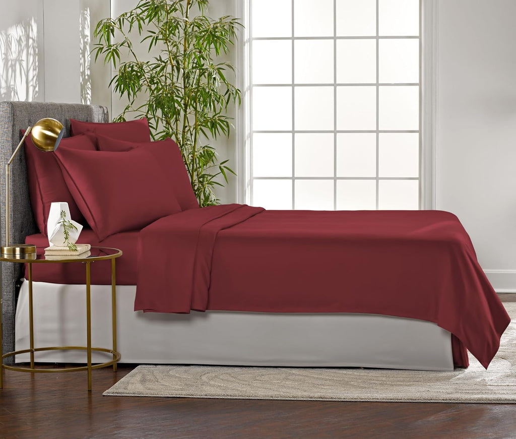 PureBamboo Pure Bamboo Full Sheets, Genuine 100% Organic Viscose Derived from Bamboo Bed Sheet Set, Luxuriously Soft & Cooling, Double Stit…