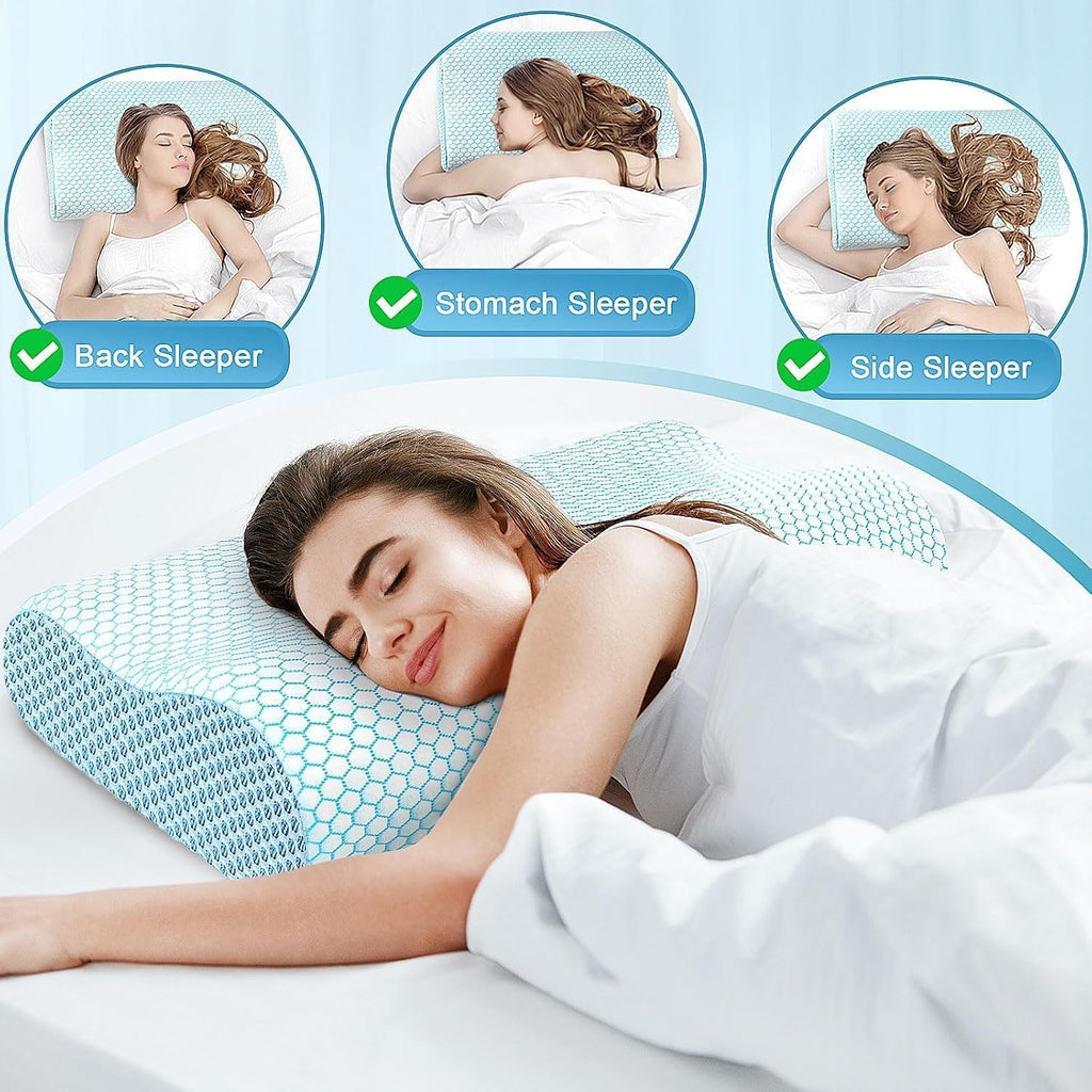 CloudBliss Memory Foam Pillow, Ergonomic Neck Contour Cervical Pillow for Back and Shoulder Pain, Orthopedic Pillow for Neck, for Sleeping…