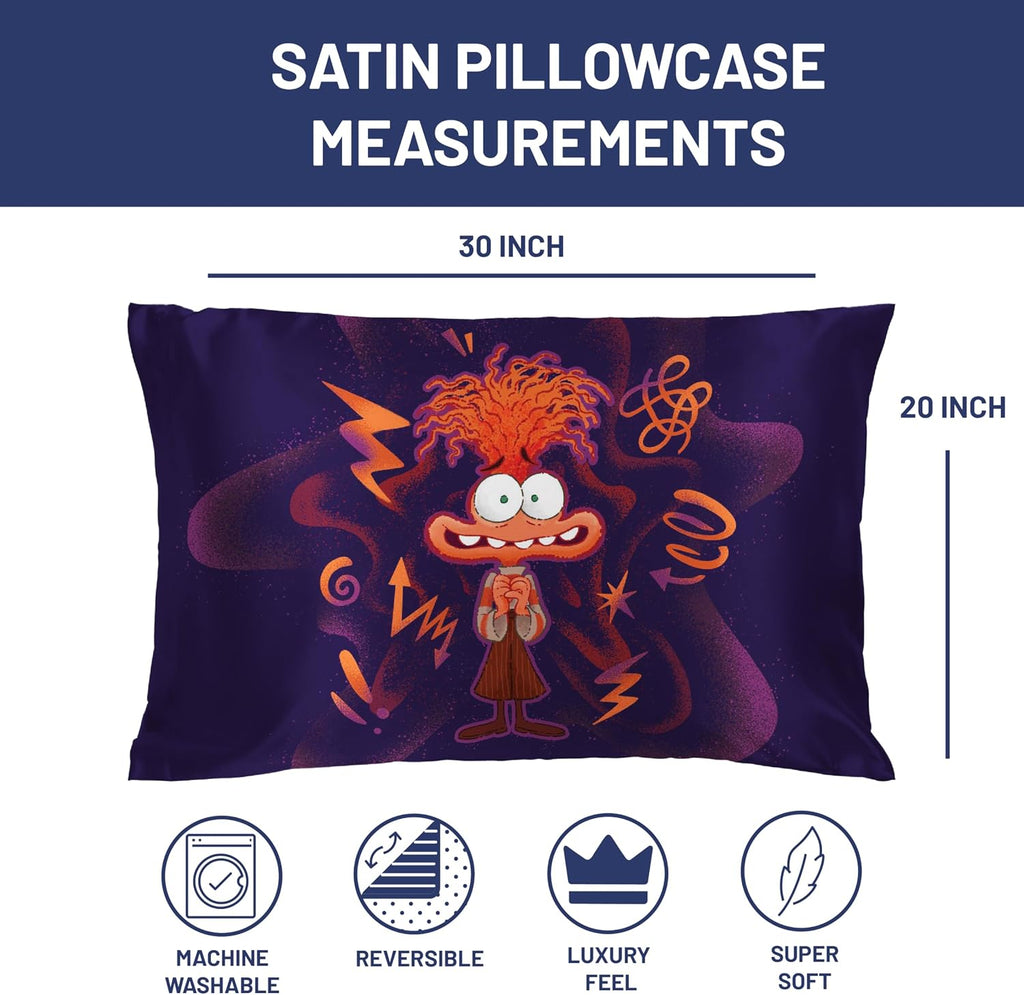 JayFranco Jay Franco Disney Pixar Inside Out Anxiety Satin Pillowcase - Standard Size 20x30 Inch Silky Soft Dark Purple Pillow Cover 30 inch