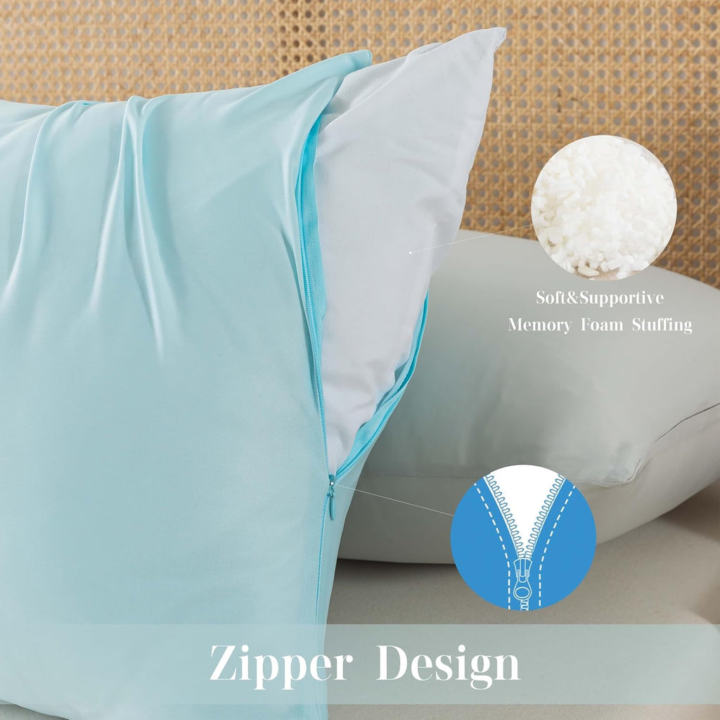 WhatsBedding Memory Foam Body Pillow with Zippered Cooling Cover, Full Body Pillow for Adults, Long Pillow for Sleeping, Fluffy…