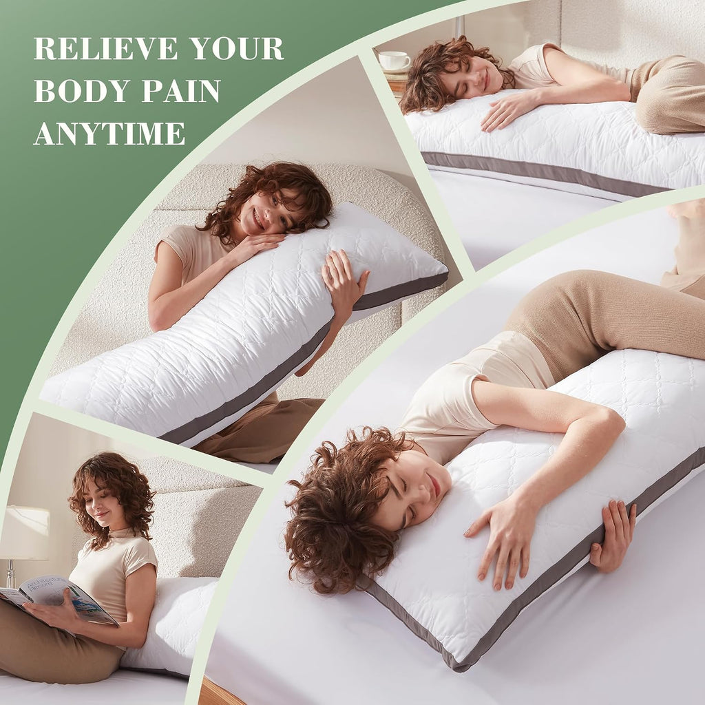 Decroom Memory Foam Body Pillow for Adults, Ultra-Soft Full Body Pillow with Diamond Quilted Cover, Support for Side Sleepers - Machine Was…