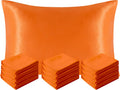 Ntbay 12 Pack Satin Queen Pillowcases for Hair and Skin, Luxurious and Silky Pillow Cases with Envelope Closure, 20 x 30 Inches, Orange 12…