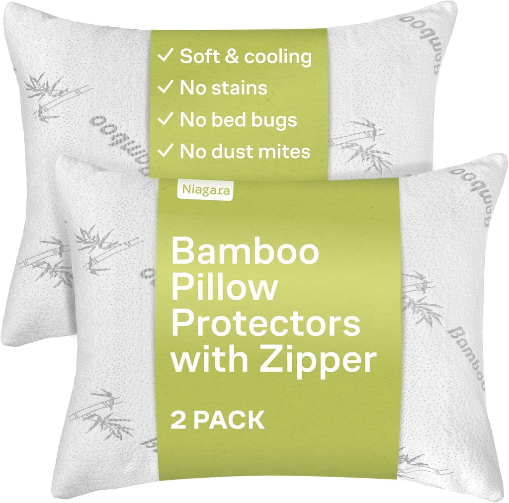 1 Pack Viscose Made from Bamboo Pillow Protectors - Cooling Pillow Protectors Standard 1 Pack 20x26 - Zippered Case, Guaranteed Noiseless…