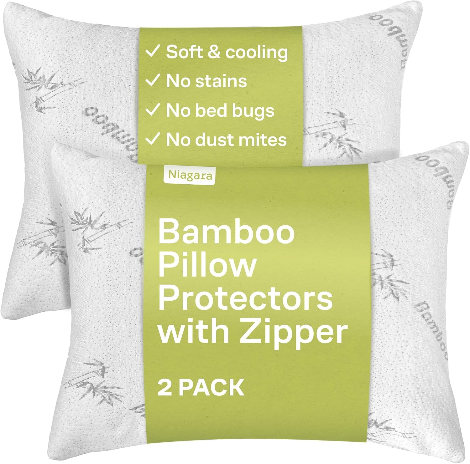 1 Pack Viscose Made from Bamboo Pillow Protectors - Cooling Pillow Protectors Standard 1 Pack 20x26 - Zippered Case, Guaranteed Noiseless…