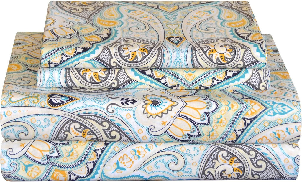 Pointehaven Bedding 3 Pieces Twin 100% Cotton Percale Sheets- Printed Bed Sheet & Pillowcase Sets- Soft Cotton Bed Sheets Set- Fits Mattres…