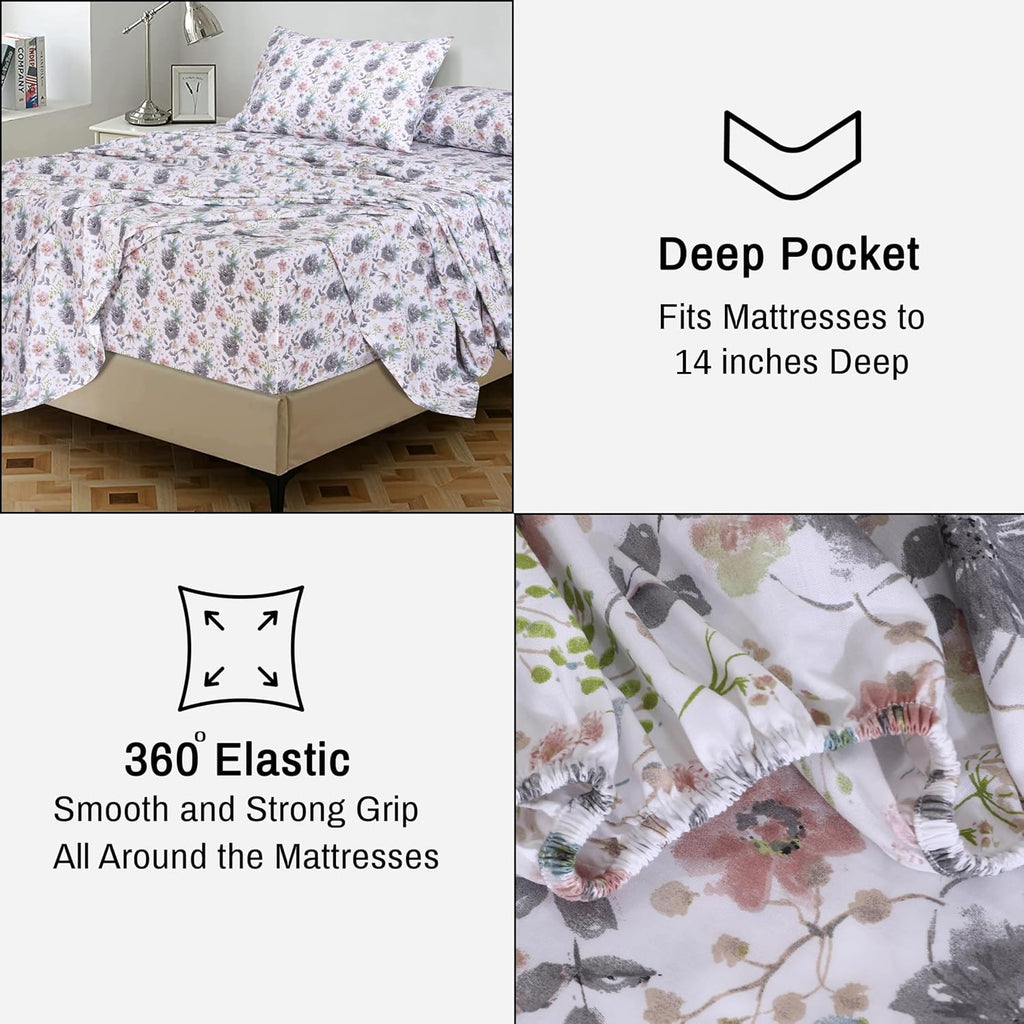 Ruvanti 100% Cotton Percale Sheets California King Size – Crisp Cooling Bed Sheets for Hot Sleepers, Deep Pocket 14”, Soft Breathable & Dur…