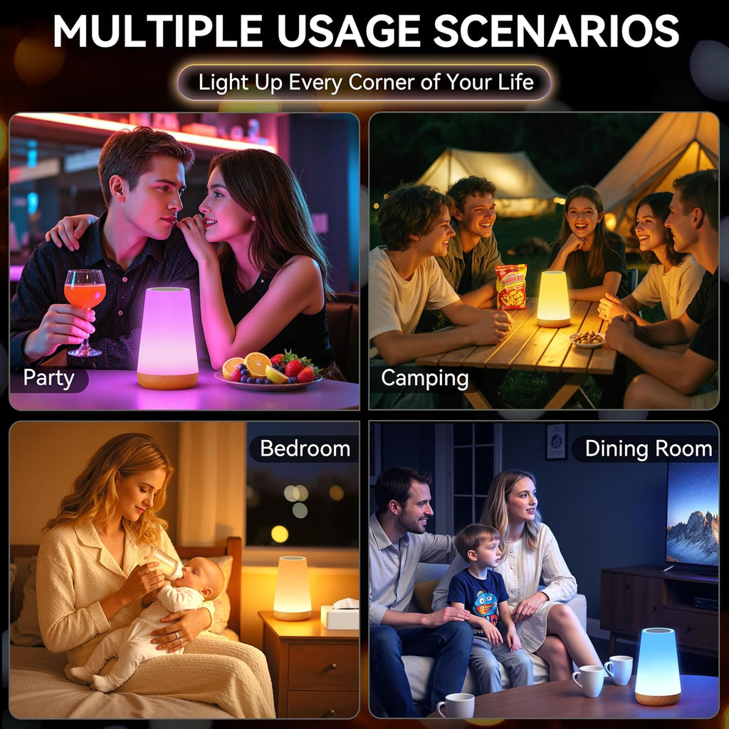 Auxmir Rechargeable LED Night Light, Touch & Remote Control Bedside Lamp with 13 Colors, 5 Brightness Levels, Portable Table Lamp for…