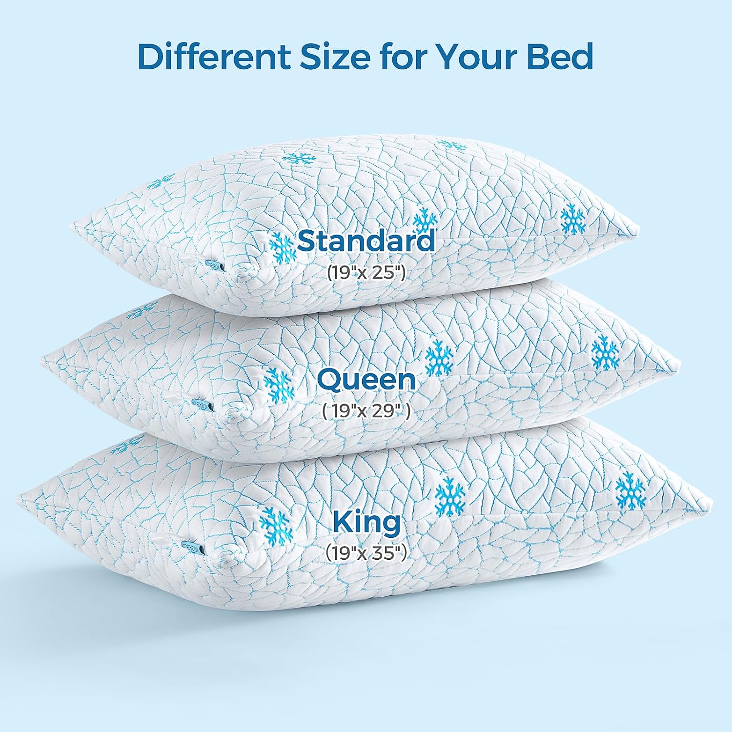 King Shredded Memory Foam Pillow Set of 1 Pack, Adjustable Height Cooling Pillows with Washable Cover for Side Back and Stomach Sleepers…