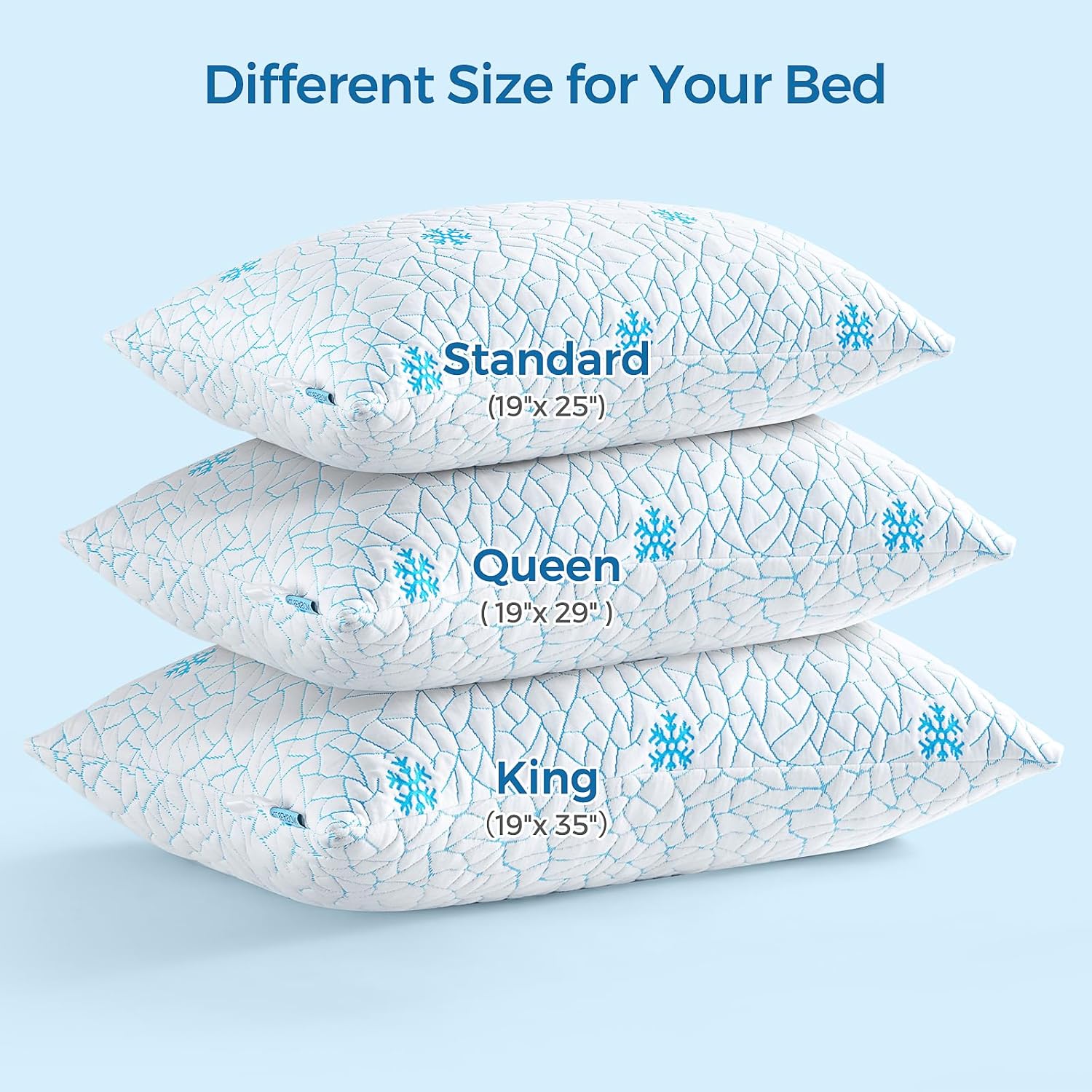 Standard Shredded Memory Foam Pillow Set of 2 Pack, Adjustable Height Cooling Pillows with Washable Cover for Side Back and Stomach…