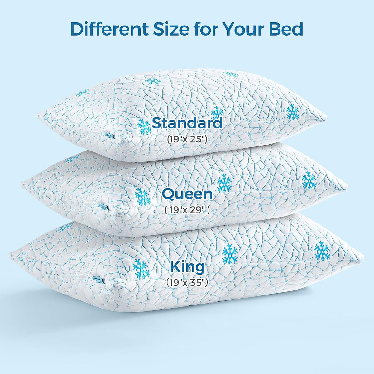 Standard Shredded Memory Foam Pillow Set of 1 Pack, Adjustable Height Cooling Pillows with Washable Cover for Side Back and Stomach…