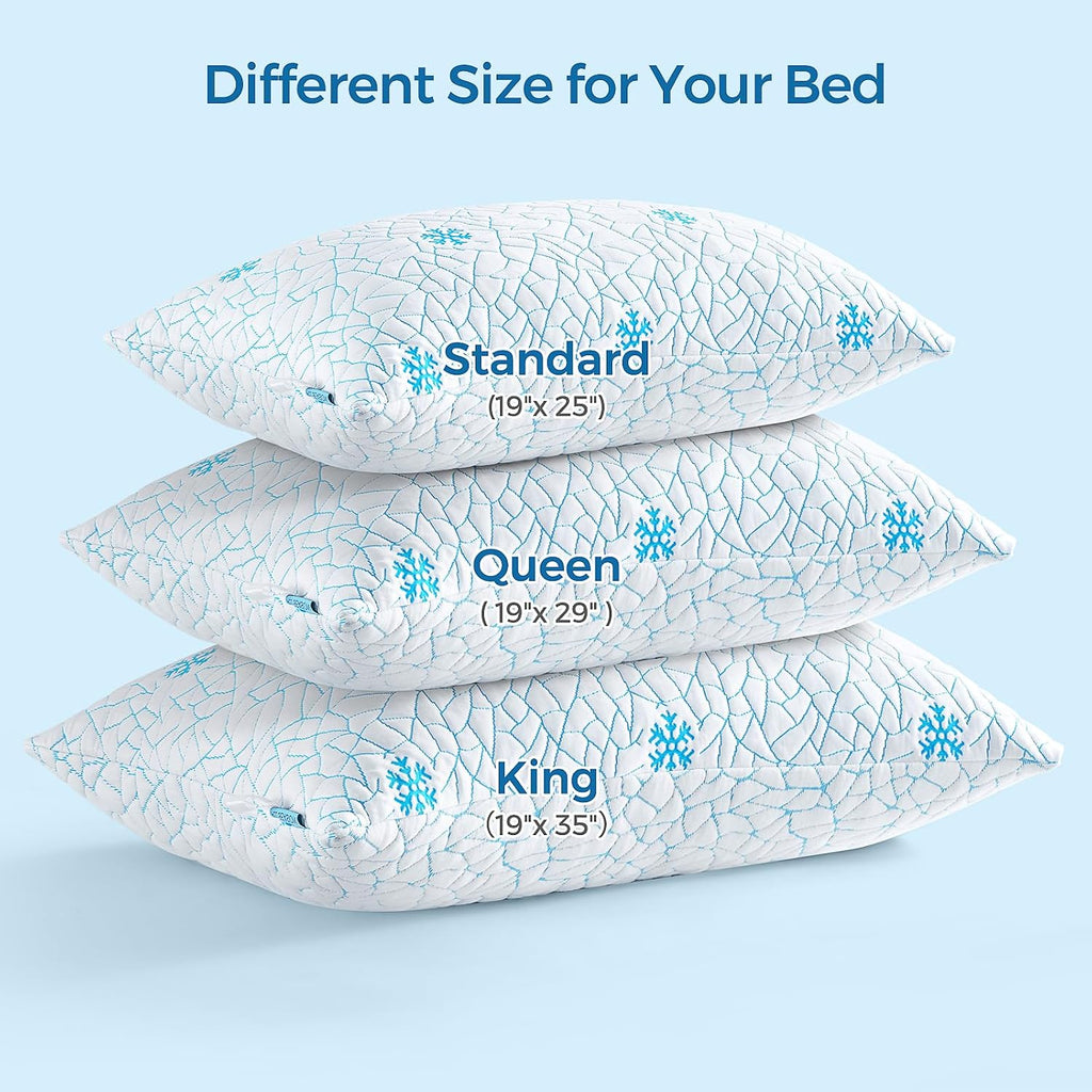 Pillows Queen Size 2 Pack Shredded Memory Foam, Adjustable Height Side Sleepers Pillow with Washable Cover for Back and Stomach Sleepers…