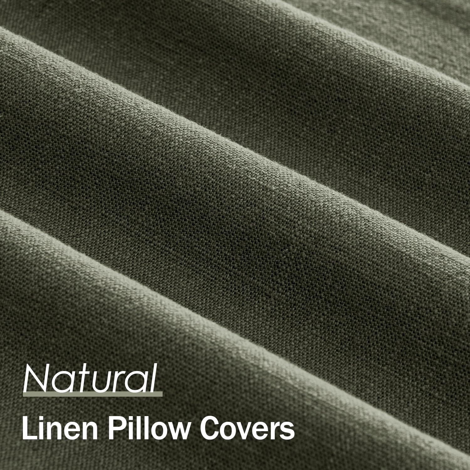 Anroduo Pack of 2 Decorative Linen Pillow Covers Rifle Green Euro Sham Neutral Farmhouse Boho Soild Cushion Case Soft Accent Pillowcase for…