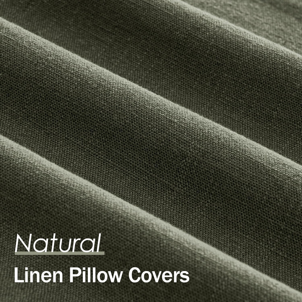Anroduo Pack of 2 Decorative Linen Pillow Covers Rifle Green Euro Sham Neutral Farmhouse Boho Soild Cushion Case Soft Accent Pillowcase for…