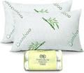 OMEO 2 Pack Standard Size Rayon Derived from Bamboo Pillow for Sleeping Shredded Memory Foam Bed Pillows for Side, Back and Stomach…