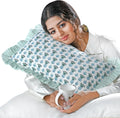 Ridhi Block Print Aquamarine Blue 20"x12" Set 1-100% Cotton Ruffle Lumbar Sham Cover Boho Floral Pillowcase, Farmhouse Cottagecore…