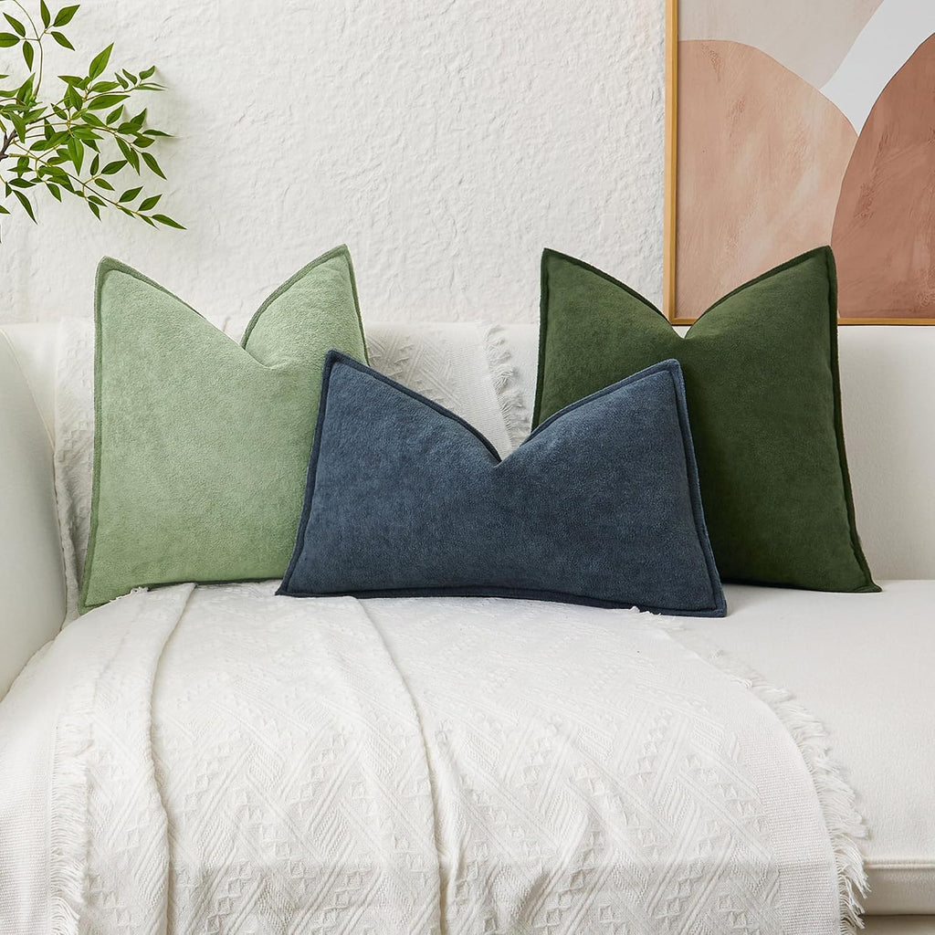 KevinTextile Kevin Textile Spring Waterproof Decorative Pillow Covers Sage Green 18x18 Inch Pack of 2 Soft Boucle Textured Throw Pillowcase…