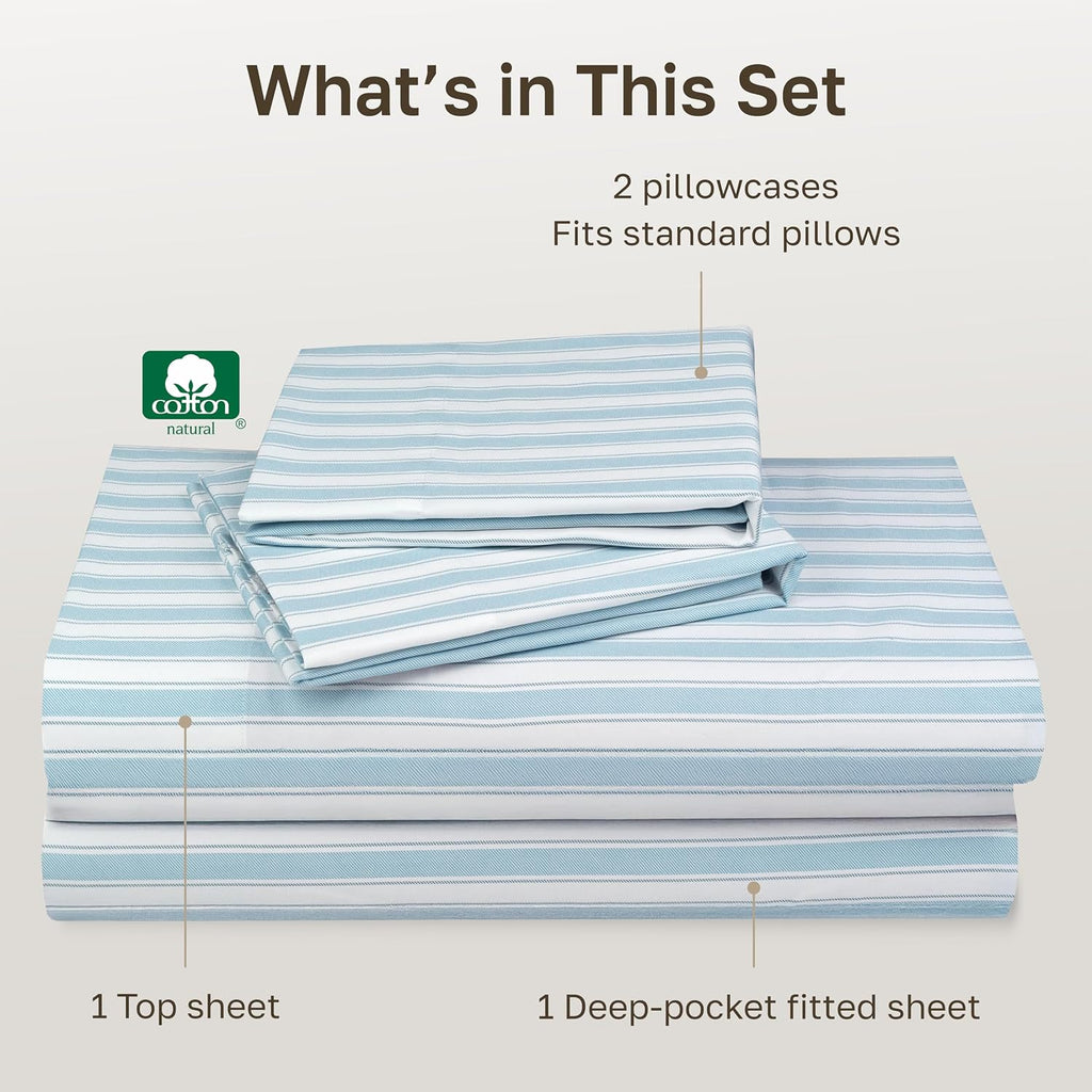 CaliforniaDesignDen California Design Den Soft 100% Cotton Sheets Full Size Set, 400 TC Good Housekeeping Award Winner, Smooth Sateen Finis…
