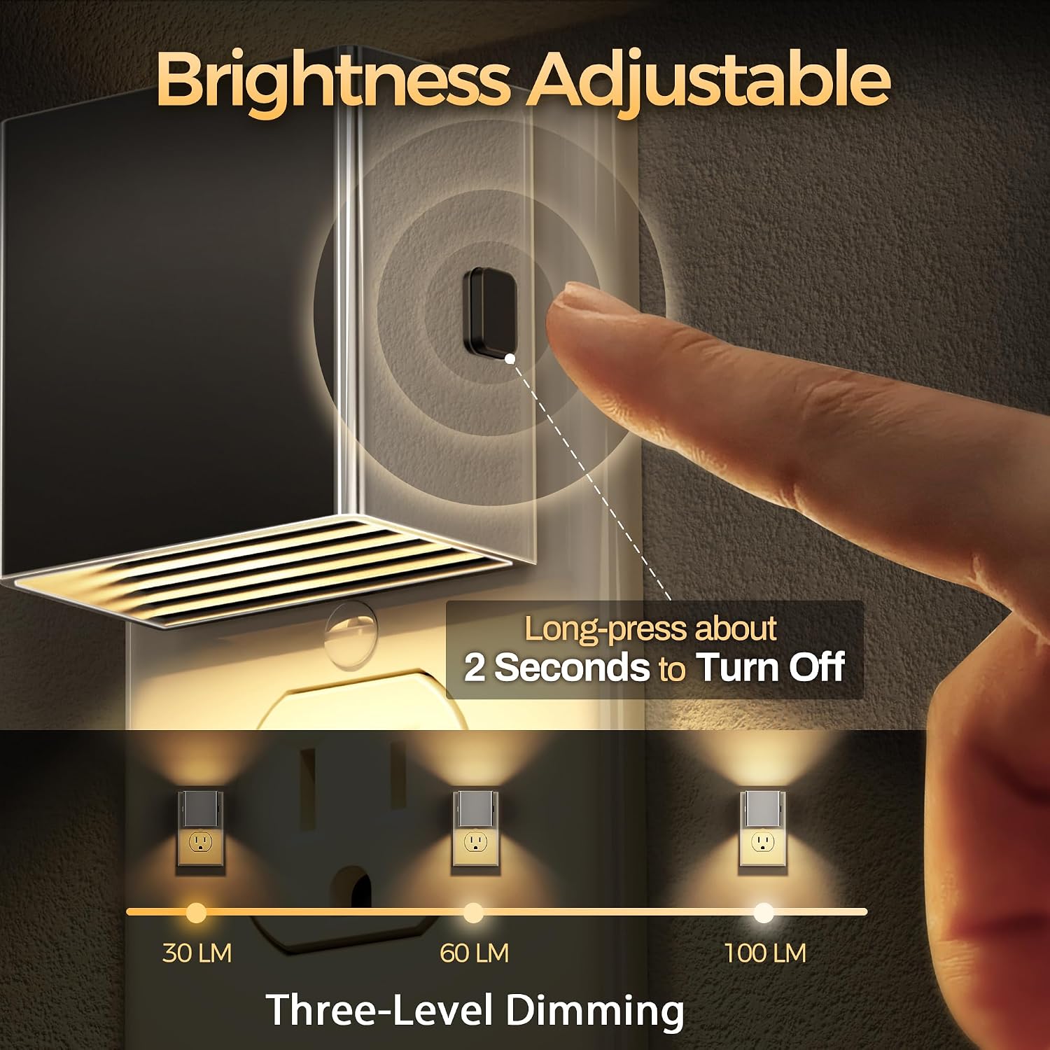 DORESshop LED Night Lights Plug into Wall [2 Pack], Plug in Nightlight, 3 Level Brightness Adjustable Night Light, Dusk to Dawn Sensor…