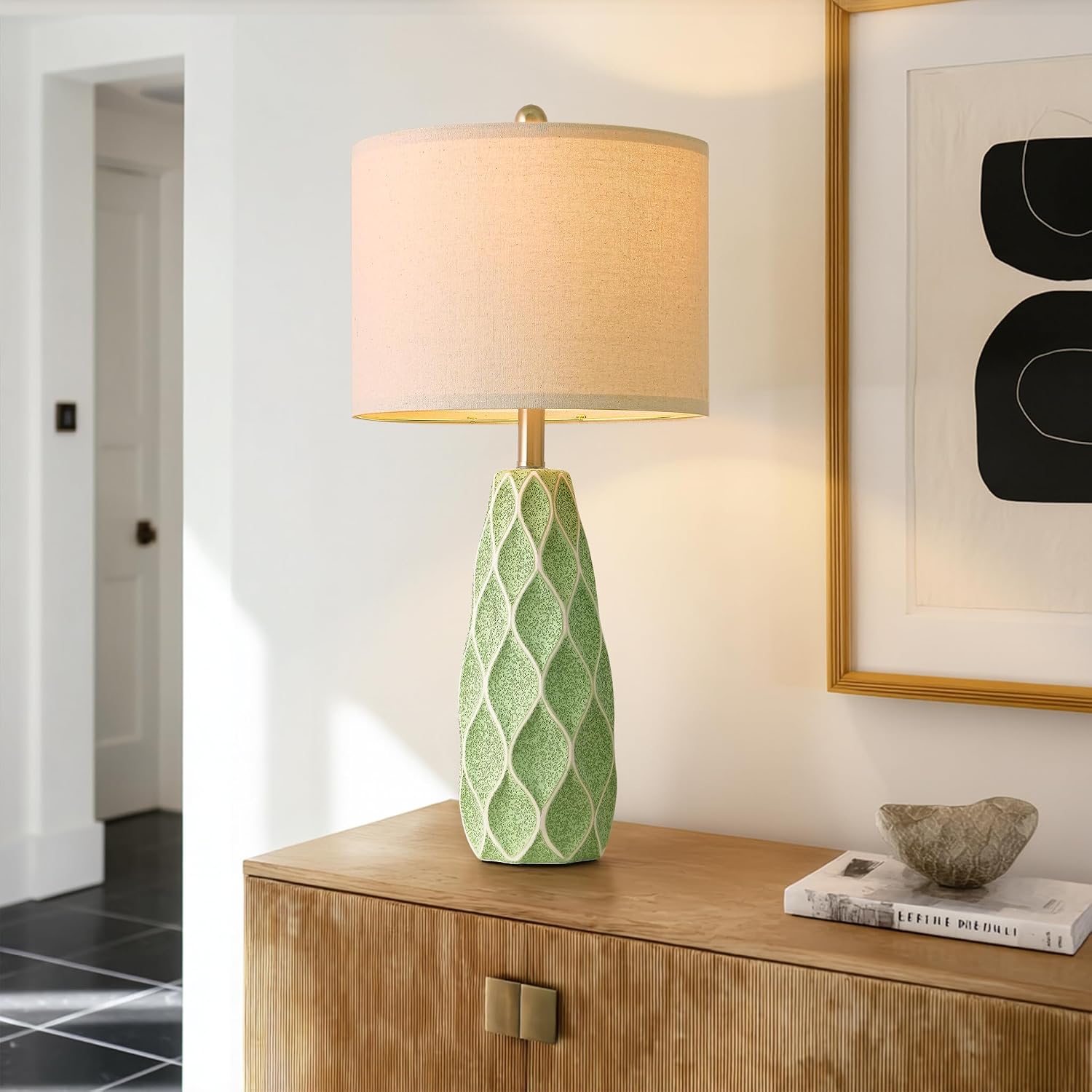 27.5" Ceramic Table Lamps for Living Room Bedroom Lamps Set of 2 Modern Boho Bedside Lamps Night Stands Farmhouse Vintage Large…