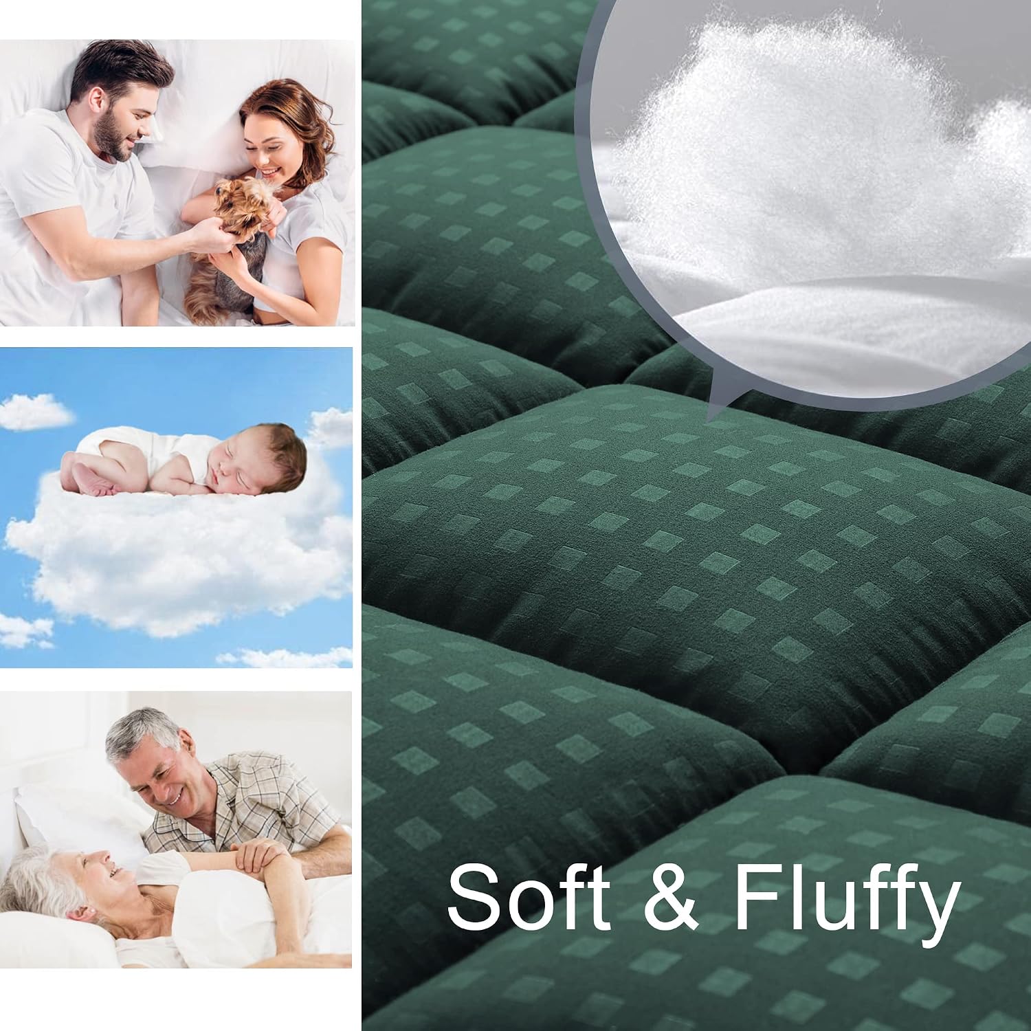 HYLEORY California King Mattress Pad Quilted Fitted Mattress Protector Cooling Pillow Top Mattress Cover Breathable Fluffy Soft Mattress…