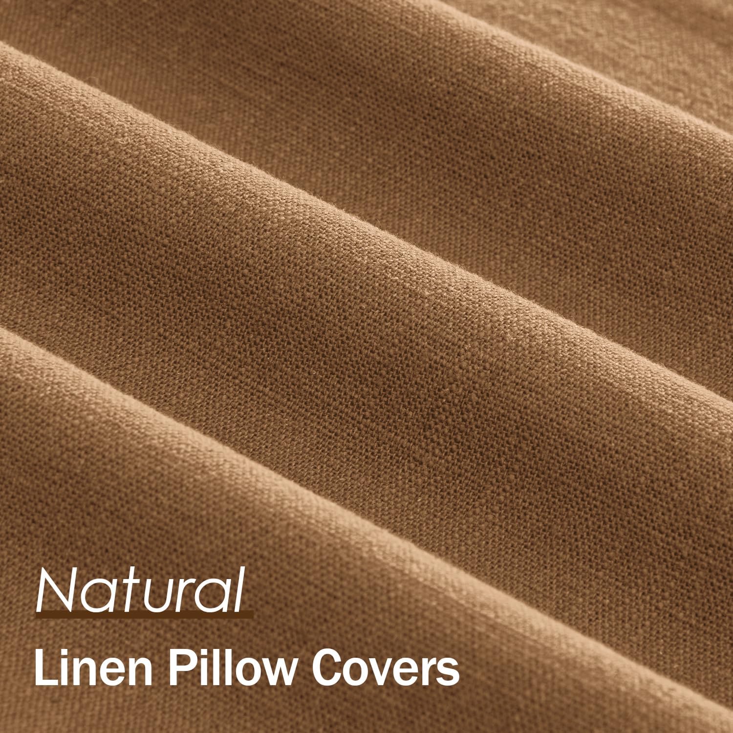 Anroduo Pack of 2 Decorative Linen Pillow Covers Brown Neutral Farmhouse Boho Soild Cushion Case Soft Accent Pillowcase for Couch Sofa Bedr…