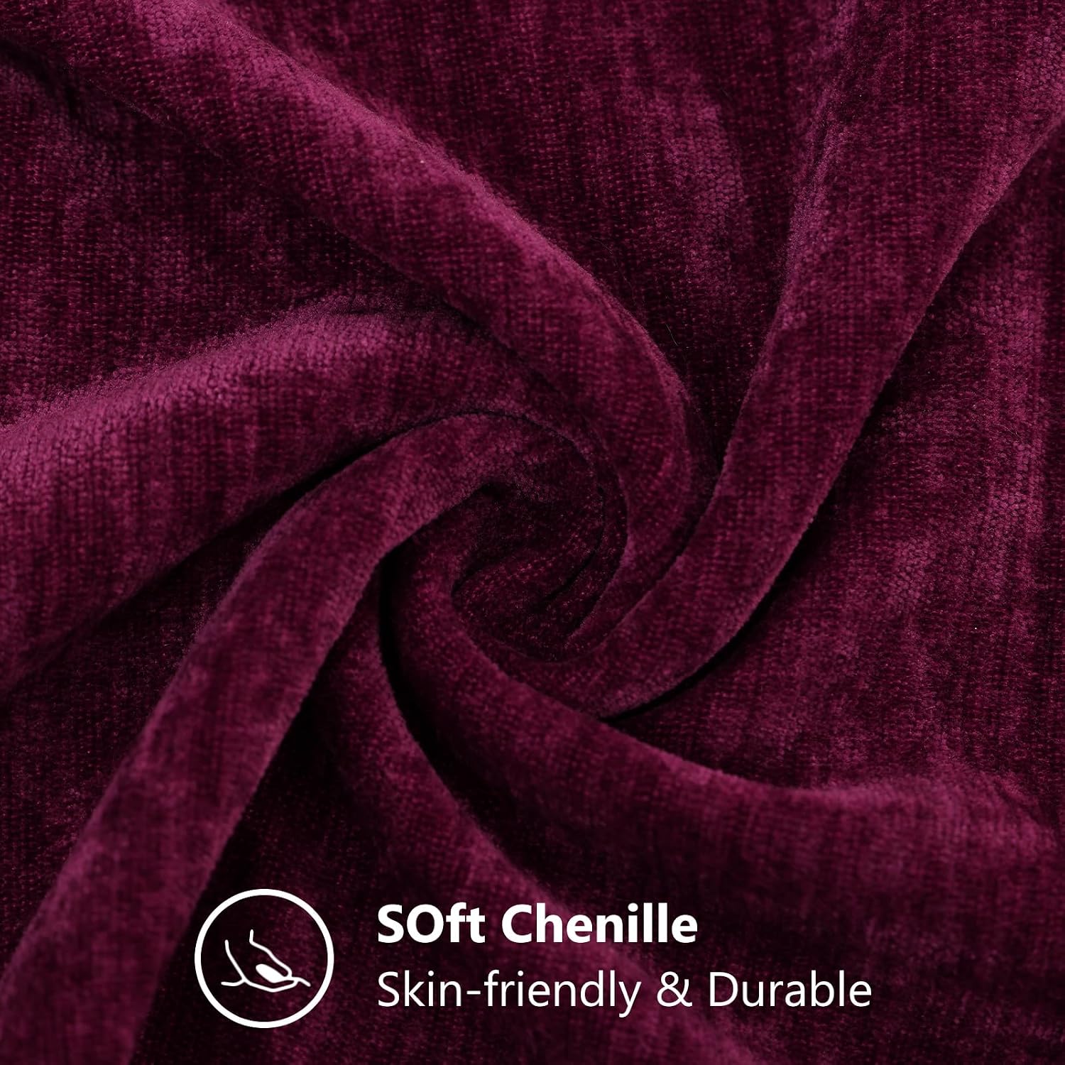 decorUhome Chenille Burgundy Throw Pillow Covers 22x22 Inch Set of 2, Decorative Soft Couch Pillow Covers Solid Dyed Accent Farmhouse Neutr…