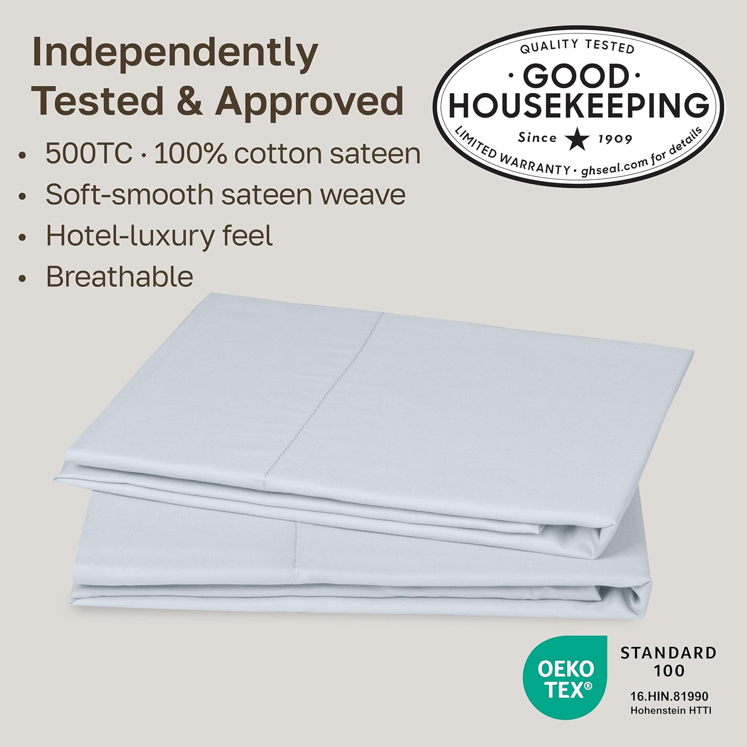 California Design Den 100% Cotton King Size Pillow Cases Set of 2 - Soft & Silky 500 Thread Count Sateen, Breathable Pillow Cover Cotton…