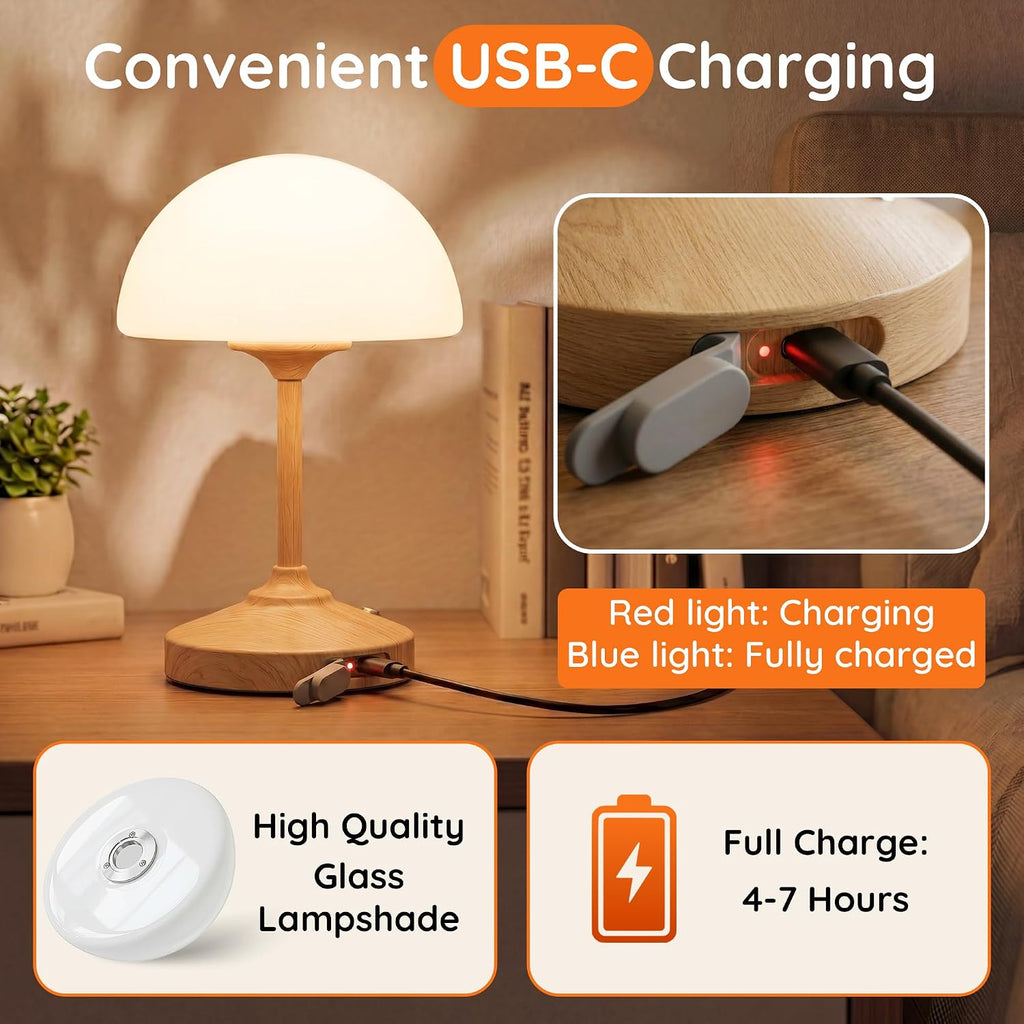 Dawnwake Table Lamp Cordless Lamp for Bedroom, Small Bedside Desk Table Lamp,5000mAh Rechargeble Battery Operated Dimmable Table…