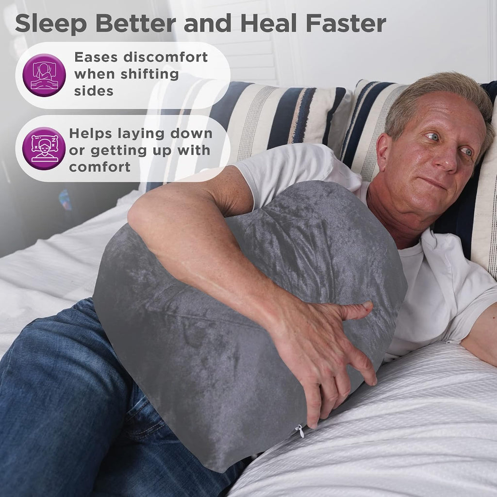 Zomaple Open Heart Surgery Pillow + Gel Pack, Grey – Eases Chest Pressure for Calmer Rides & Rest – Hot/Cold Comfort, Torso Support…