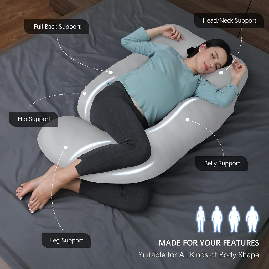 Moonpark MOON PARK Pregnancy Pillows for Sleeping - U Shaped Full Body Maternity Pillow with Removable Cover - Support for Back, Legs, Bell…