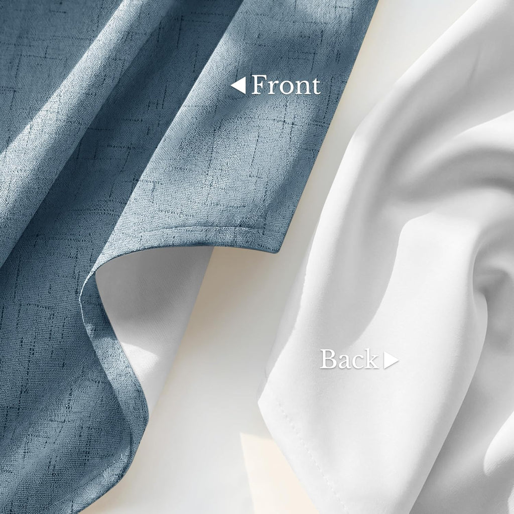 Nicetown Linen 100% Blackout Stone Blue Curtains for Bedroom White Liner Composite, Grommet Thermal Drapes Home Decor Window Treatments for…