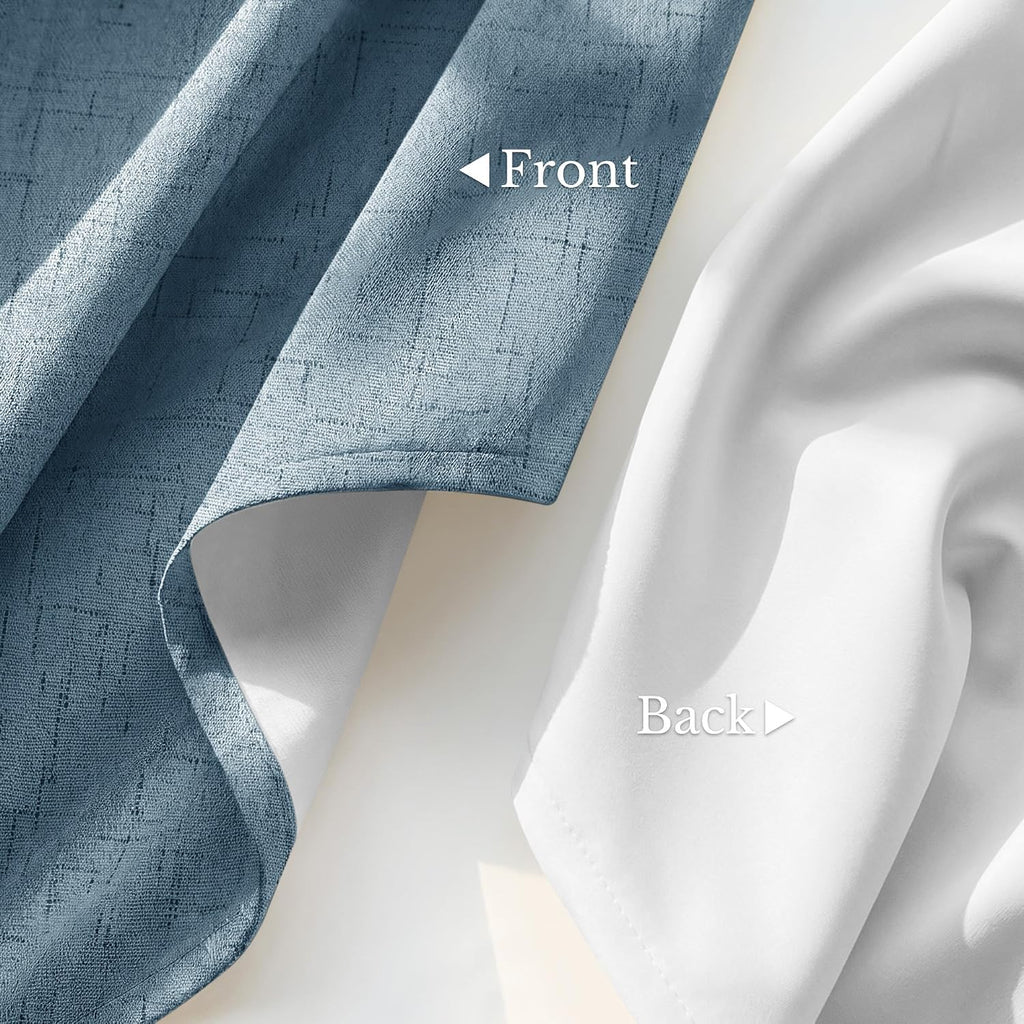 Nicetown Linen 100% Blackout Stone Blue Curtains for Bedroom White Liner Composite, Grommet Thermal Drapes Home Decor Window Treatments for…