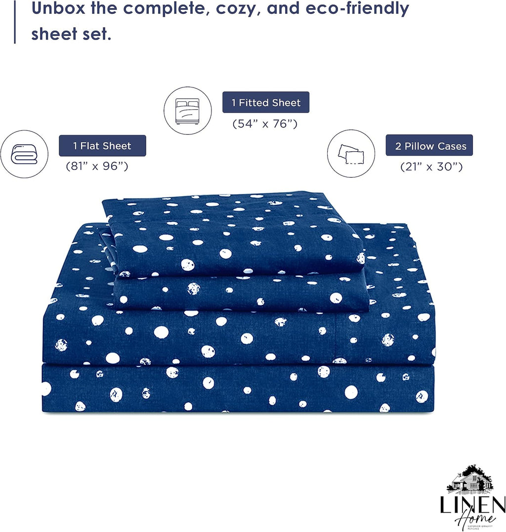 Linen Home Cotton Lyocell Blend Percale Sheet Set Full Size - 4 Piece Deep Pocket Bedding, Pre-Washed & Shrunk, Crisp Cooling Fabric…