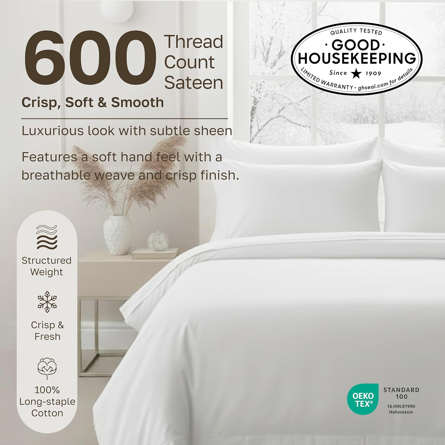 CaliforniaDesignDen California Design Den Luxuriously Soft 600 Thread Count, 100% Cotton, Crisp King Pillowcases Set of 2, Fits King Size P…