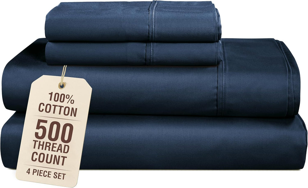 Casa Platino 100% Cotton Twin XL Sheets Set, 4 Piece Bed Set with 500 Thread Count Silky Smooth Sateen, 15 Inch Deep Pocket Fitted Sheet…