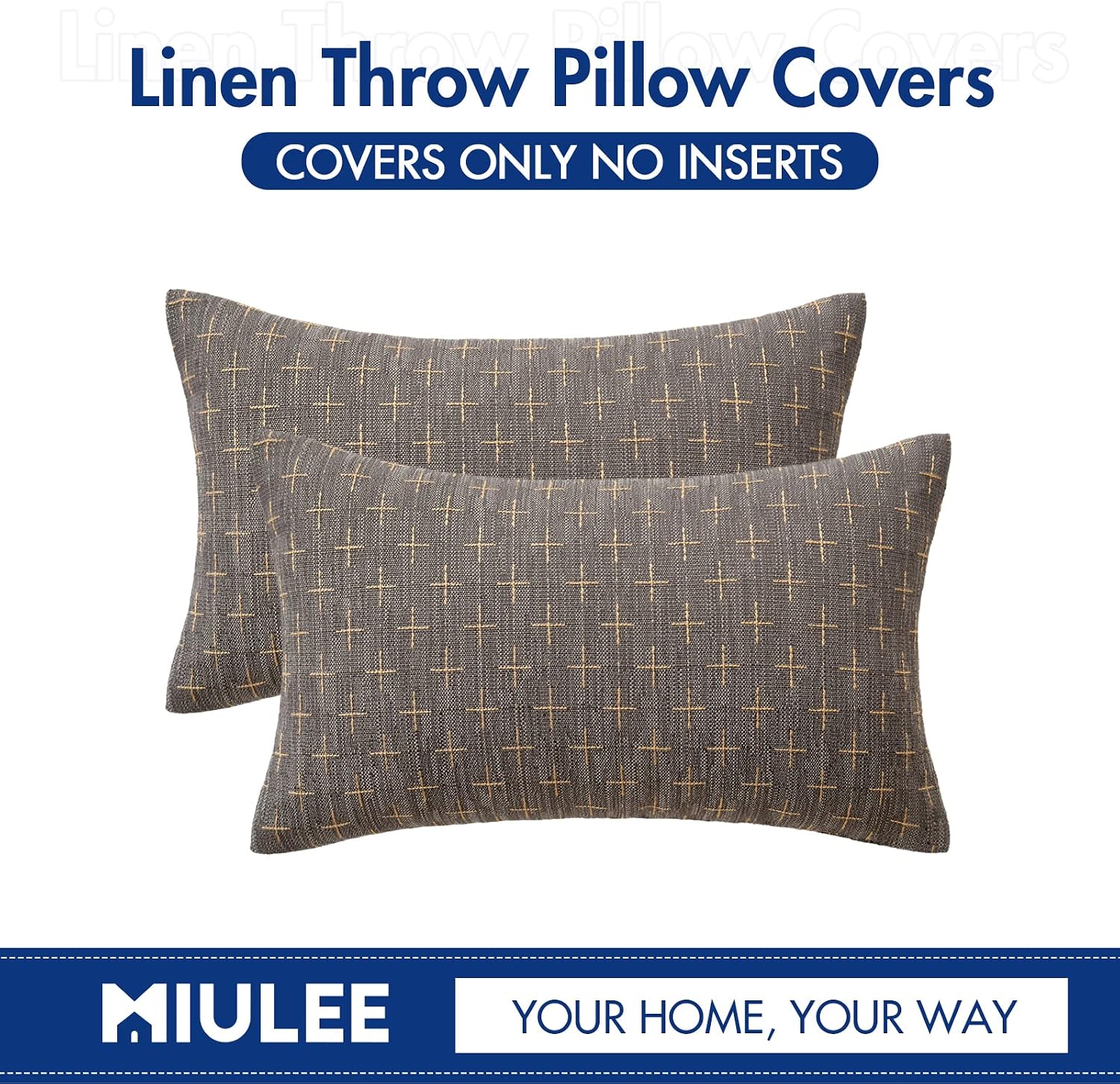 MIULEE Pack of 2 Decorative Burlap Linen Throw Pillow Covers Modern Farmhouse Pillowcase Rustic Woven Textured Cushion Cover for Sofa…