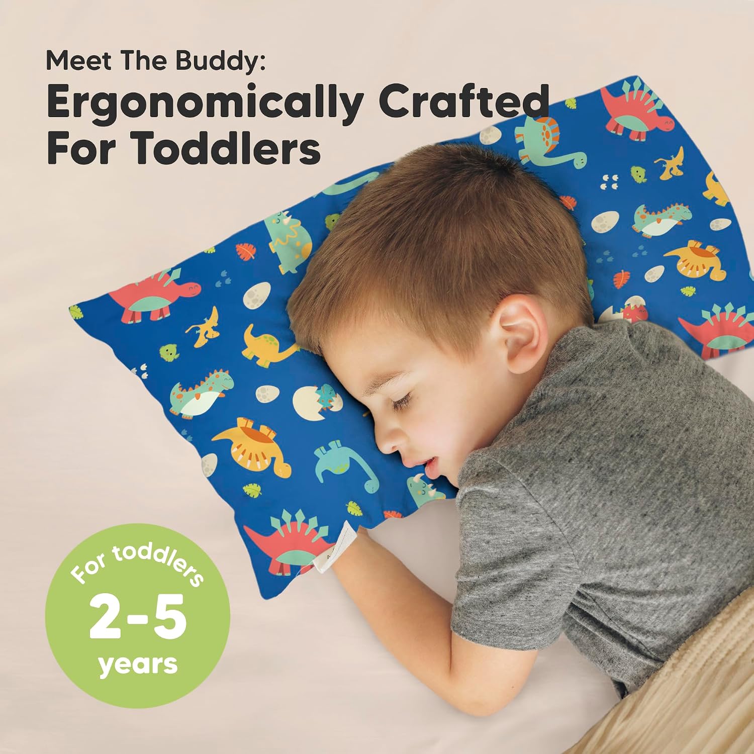 Toddler Pillow with Pillowcase - 10x18 My Little Dreamy Kids Travel Bed Pillows for Sleeping, Organic Cotton Small Pillowcase, Soft &…