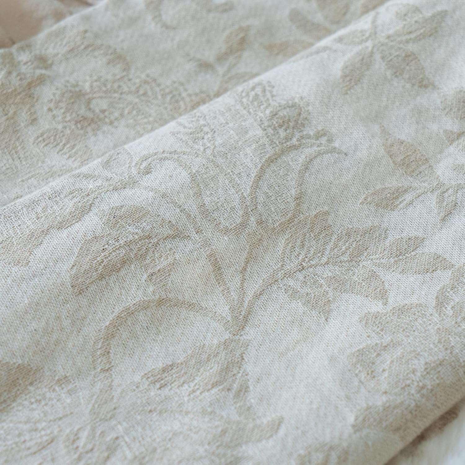 Pillow Shams Set of 2 Linen-Cotton Jacquard Fabric and Washed 100% Cotton Retro Ruffle Flounces Trim Solid Beige Decorative Pillow Cases…